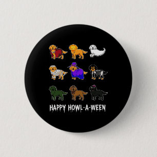 Fun Golden Retriever Dog Halloween Happy Howl-o-we Ronde Button 5,7 Cm