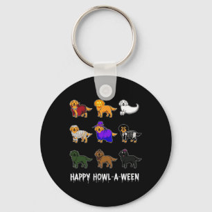 Fun Golden Retriever Dog Halloween Happy Howl-o-we Sleutelhanger