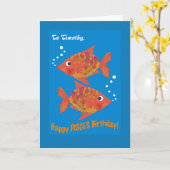 Fun Goldfish Pisces Carte d'anniversaire personnal (Fleur jaune)