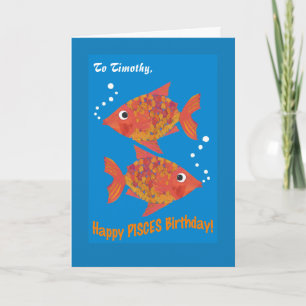 Fun Goldfish Pisces Carte d'anniversaire personnal