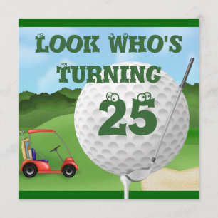 Fun Golf 25th Birthday Invitations Kaart