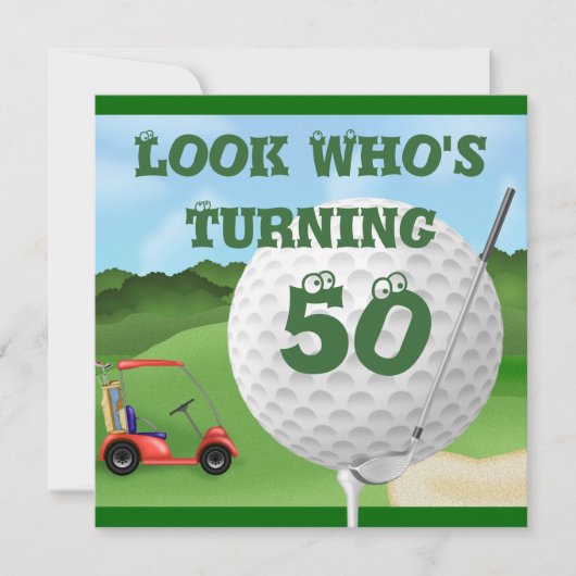 Fun Golf 50th Birthday Invitations (Devant)