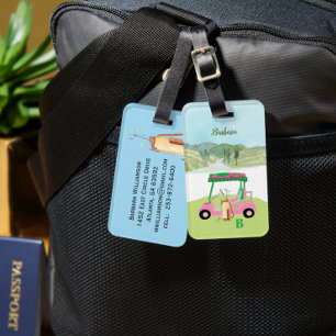 Fun Golf Cart Course Clubs Monogram Naam Bagagelabel