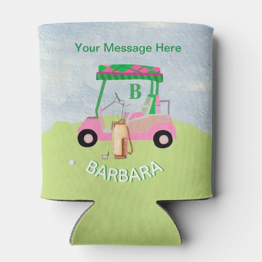 Fun Golf Cart Message Monogram Name Blikjeskoeler (Achterkant)