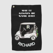 Fun Golf Cart Message Monogram Name Golfhanddoek (Voorkant)