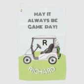 Fun Golf Cart Message Monogram Name Golfhanddoek (Voorkant)