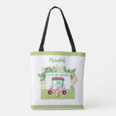 Fun Golf Cart Monogram Name Love Greens Draagtas (Achterkant)