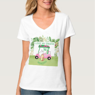 Fun Golf Cart Monogram Name Love    GreensT-Shirt T-shirt
