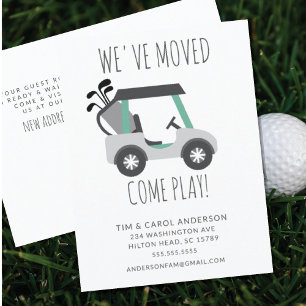 Fun Golf Cart Moving Announcement Card Aankondigingskaart