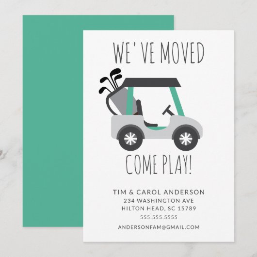 Fun Golf Cart Moving Announcement Card Kaart (Voorkant / Achterkant)