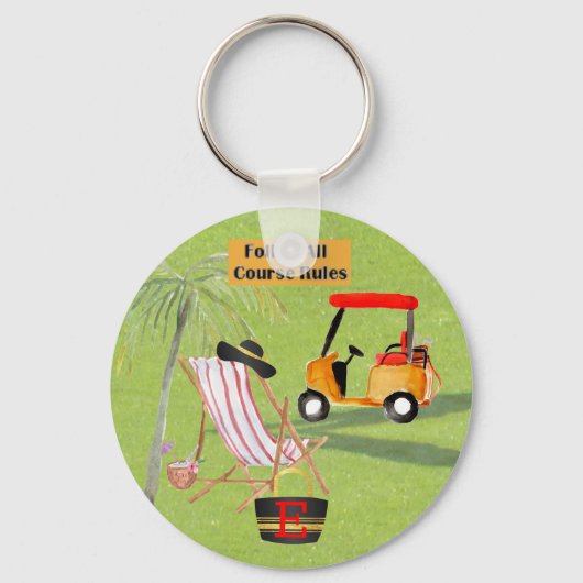 Fun Golf Course Rules Cart Beach Sleutelhanger (Voorkant)