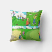 Fun Golf Cushion. Golfers Golfende illustraties. Kussen (Achterkant)