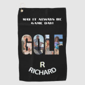 Fun Golf Fotobericht Monogram Naam Golfhanddoek (Voorkant)