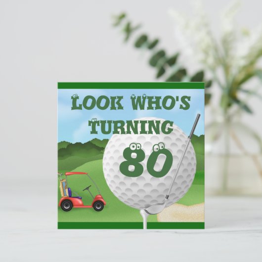 Fun Golf Invitations MODÈLE 80e anniversaire (Debout devant)