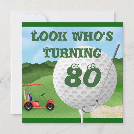 Fun Golf Invitations MODÈLE 80e anniversaire (Devant)