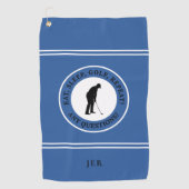 Fun Golfer Modern Monogram voor hem Blue Funny Sch Golfhanddoek (Voorkant)