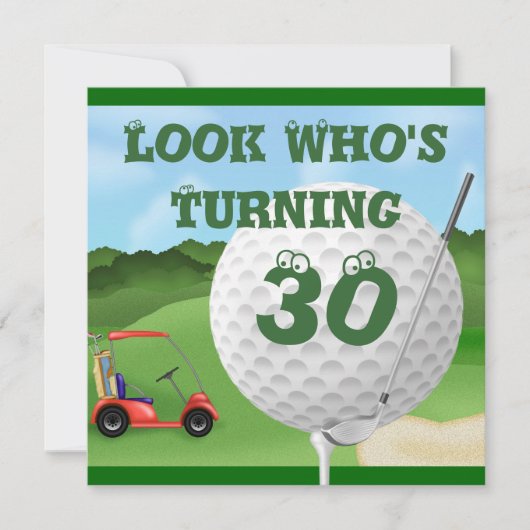 FUN GOLFING 30th Birthday Invitations Kaart (Voorkant)