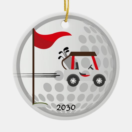 Fun Golfing Golf Cart Ball Golfers Custom Name Keramisch Ornament (Voorkant)