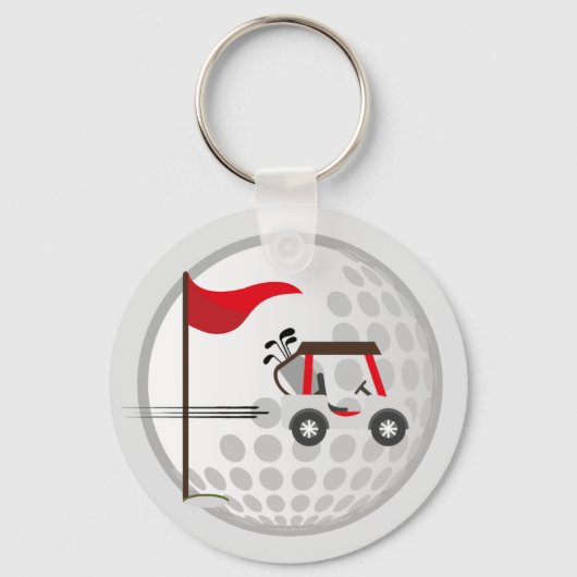 Fun Golfing Golf Cart Ball voor Golfers Sleutelhanger (Voorkant)