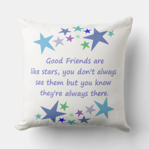 Fun Good Friends zijn als Stars Quote in Blues Buitenkussen