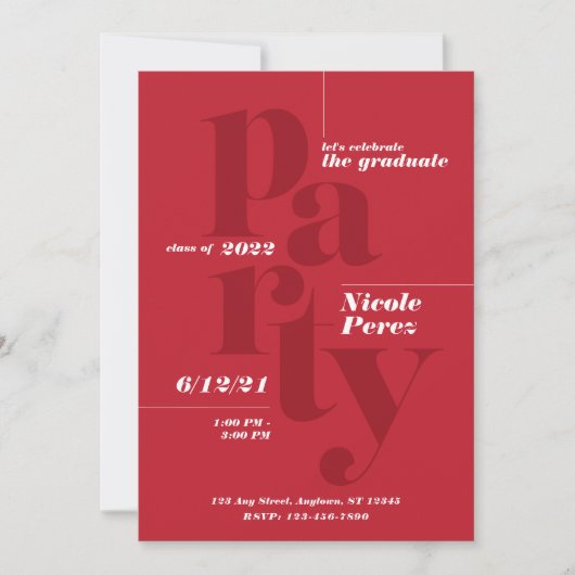 Fun Graduation Party Class 2022 Invitation (Devant)