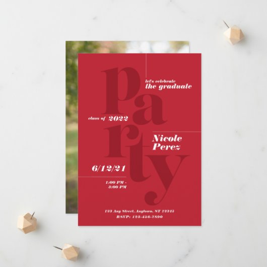 Fun Graduation Party Class 2022 Invitation (Devant/Arrière en situation)