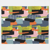 Fun grafische huizen abstract modern kalkgroen fleece deken (Voorkant (Horizontaal))