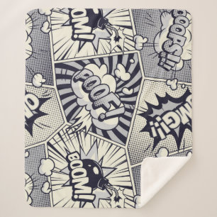 Fun Graphic Art Comic Book Speech Balloons Gezegde Sherpa Deken