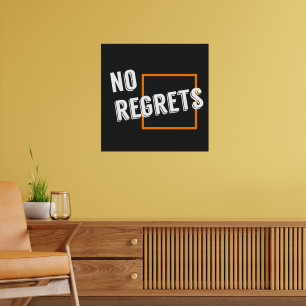 Fun Graphic Quote "No betreurt" Typografie Tekst Poster