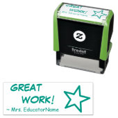 Fun "GREAT WORK!" Educator Rubber Stamp Zelfinktende Stempel (In situ)