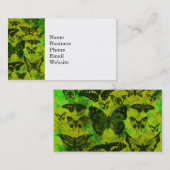 Fun Green and Yellow Butterfly Grunge Pattern Visitekaartje (Voorkant / Achterkant)