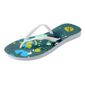 Fun Green Colorful Paint Splatter & Initialen Teenslippers (Schuin)