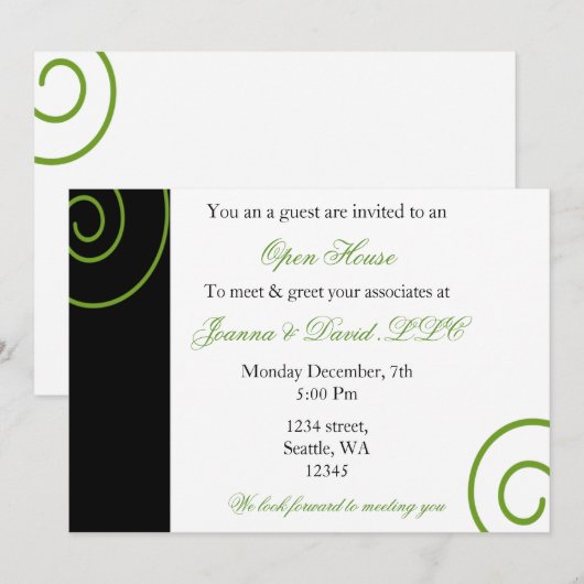 Fun Green Corporate party Invitation (Devant / Derrière)