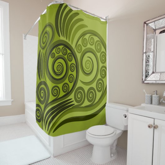 Fun Green Fern Frond Abstract Shower Curtain Douchegordijn (In situ)