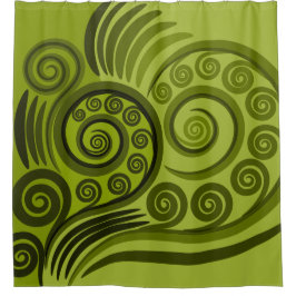 Fun Green Fern Frond Abstract Shower Curtain Douchegordijn