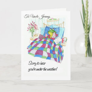 Fun Green Frog Get Well Binnenkort te personaliser Kaart
