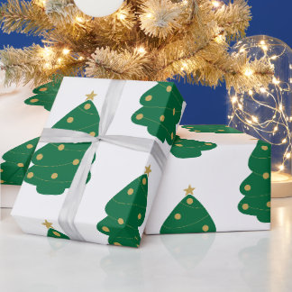 Fun Green & Gold Decorated kerstboom Cadeaupapier