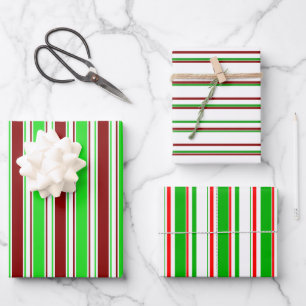 Fun Green, White, Red met kerst gewaardeerde patro Inpakpapier Vel