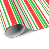 Fun Green, White, Red Stripes/Lines Pattern Cadeaupapier (Rol Hoek)