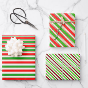 Fun Green, White, rood met kerstinstraling Inpakpapier Vel