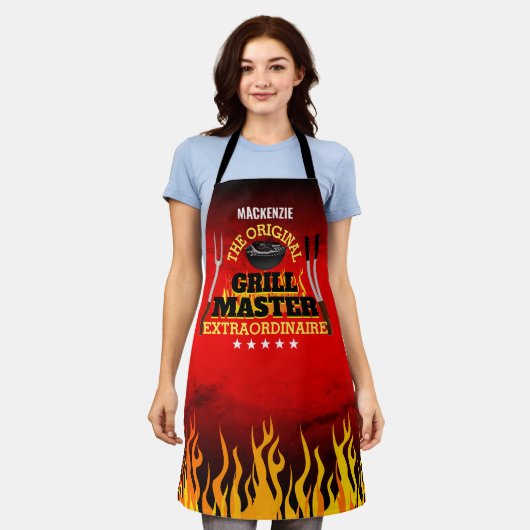 Fun GRILL MASTER Extraordinaire gradiënt en vlam Schort (Gedragen)