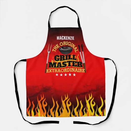 Fun GRILL MASTER Extraordinaire gradiënt en vlam Schort (Voorkant)