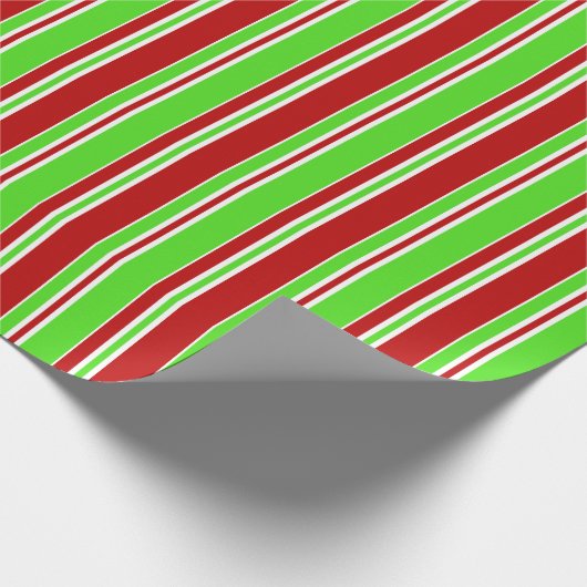 Fun-groene, witte, rode kerststijllijnen cadeaupapier (Hoek)