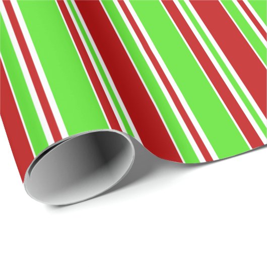 Fun-groene, witte, rode kerststijllijnen cadeaupapier (Rol Hoek)