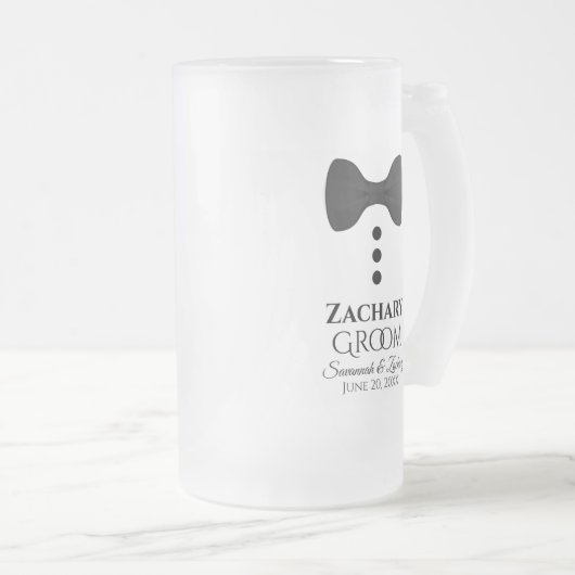 Fun Groom Cravate Noire Tuxedo Frosted Beer Mug (Devant droit)