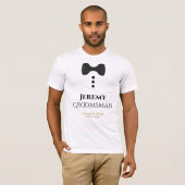 Fun Groomsman Black Stropdas Wedding T-shirt (Voorkant volledig)