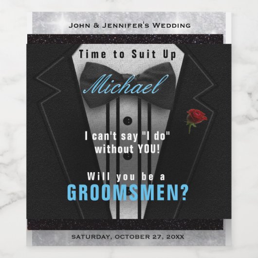 Fun Groomsman Uitnodiging Wijn Etiket (Enkel label)