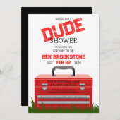 Fun Guy Groom Toolbox Wedding Shower-uitnodiging Kaart (Voorkant / Achterkant)