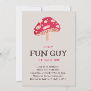 Fun Guy Mushroom Thema verjaardagsuitnodiging Kaart