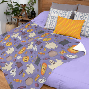 Fun Halloween Ghosts Paars Pattern Fleece Deken